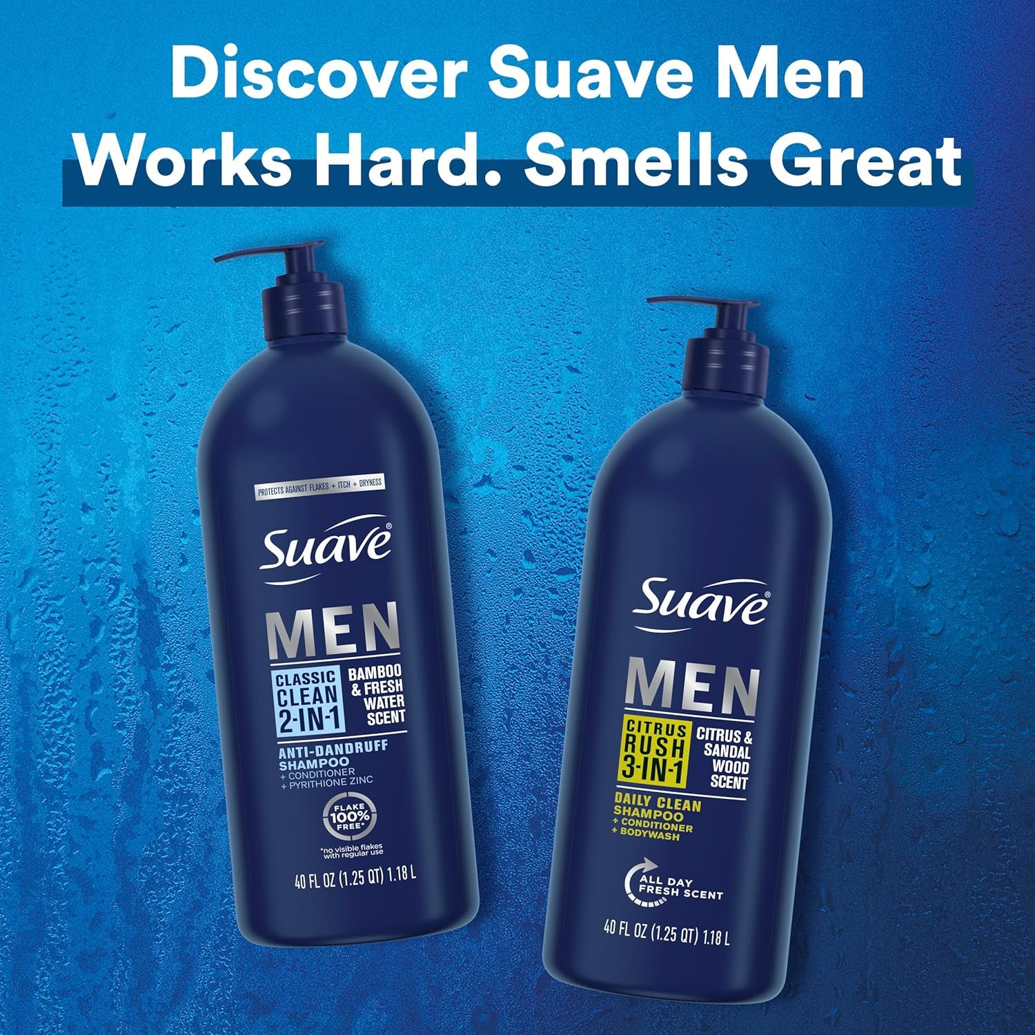 Suave Men 2 in 1 Anti Dandruff Shampoo and Conditioner, Classic Clean with Bamboo scent, 40 oz Pack of 3 - Image 6