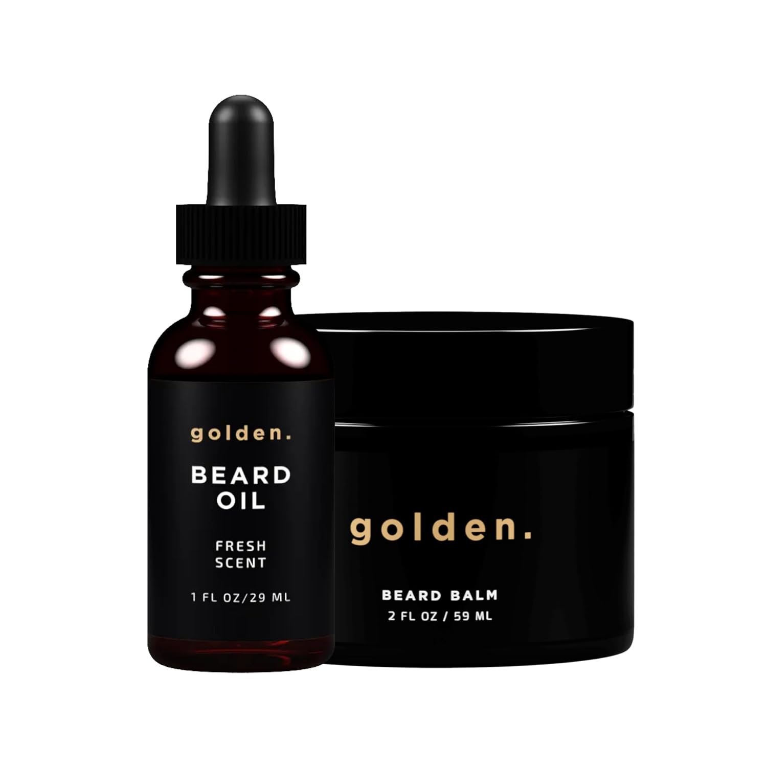 Golden Grooming Beard Oil & Balm Bundle for Men | Natural Growth Kit with Shea Butter | 2-Sets of 2oz Balm & 1oz Oil | Fresh Scent - Image 2