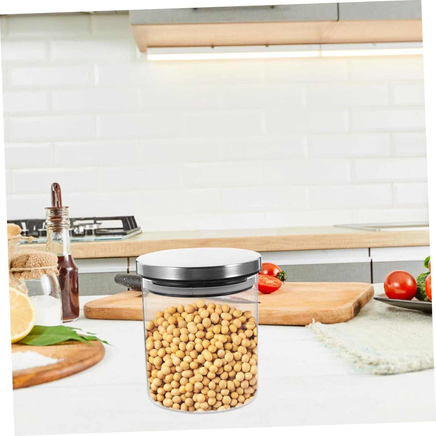 TIDTALEO Airtight Glass Storage Jar Stainless Steel Lid Wide Mouth Food Canister for Grains Snacks and Tea Sealing Container for Kitchen Storage - Image 5