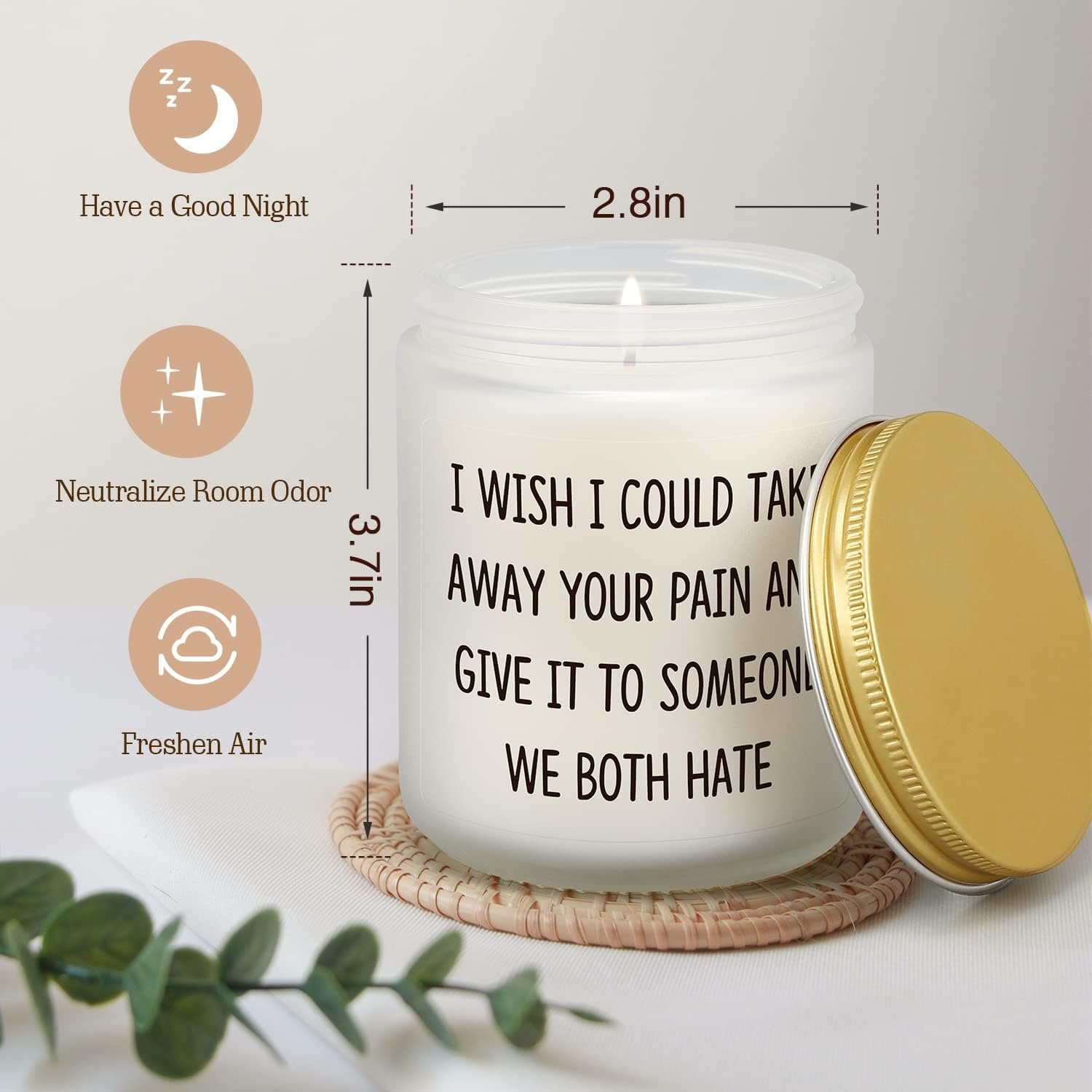 Get Well Soon Gifts for Women Men, Funny Present for Her Him After Surgery, Feel Better Gift for Mom Sick Friends, Grieving, Divorce, Sorry for Your Loss, Take Your Pain Candle - Image 4