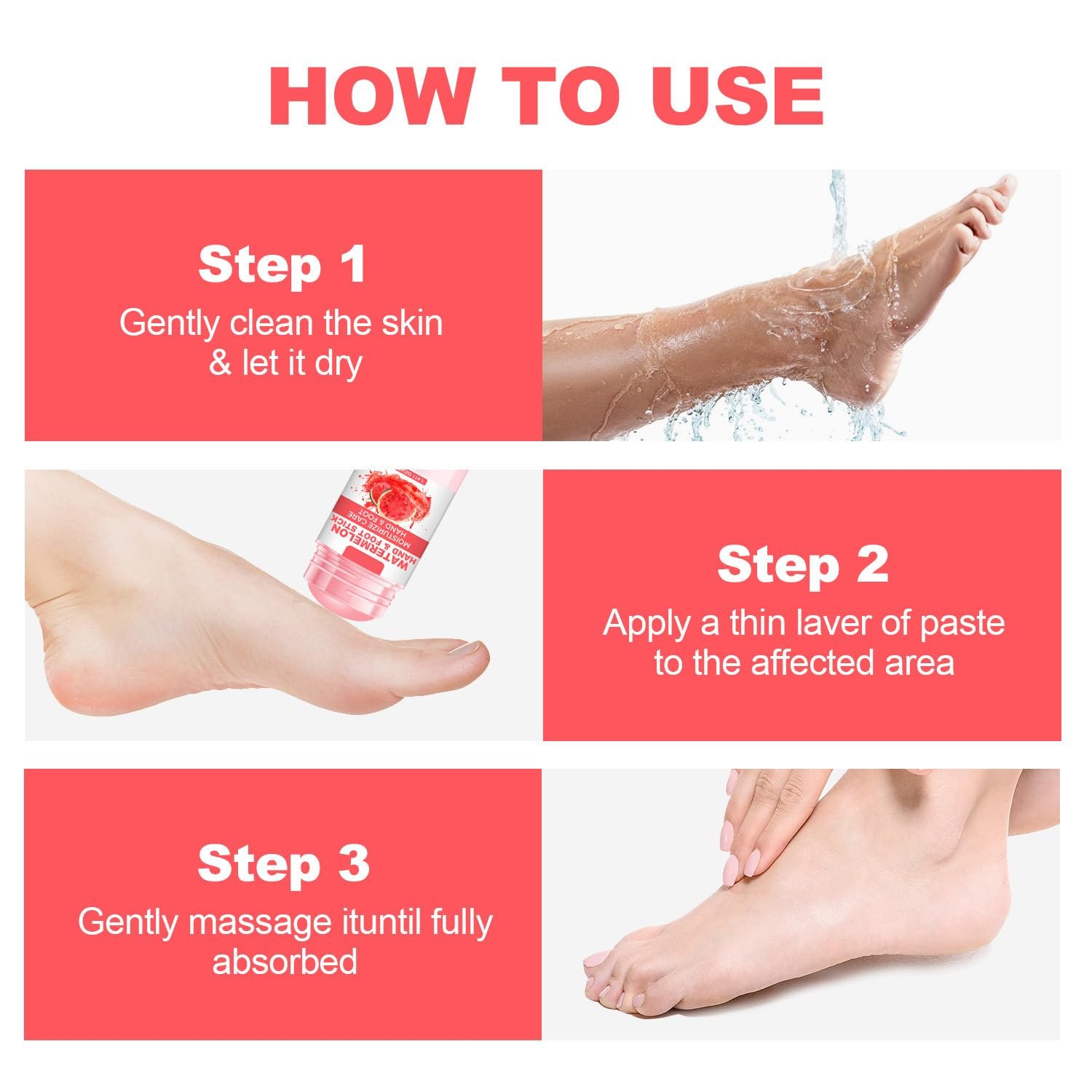 60% Urea Cream Foot Hand Cream Stick for Cracked Hands Elbows Feet Knees, Balm for Dry & Dead Skin, Hydrates & Nourish Foot Care for Women & Men, Watermelon Scent, 1.41 oz - Image 10