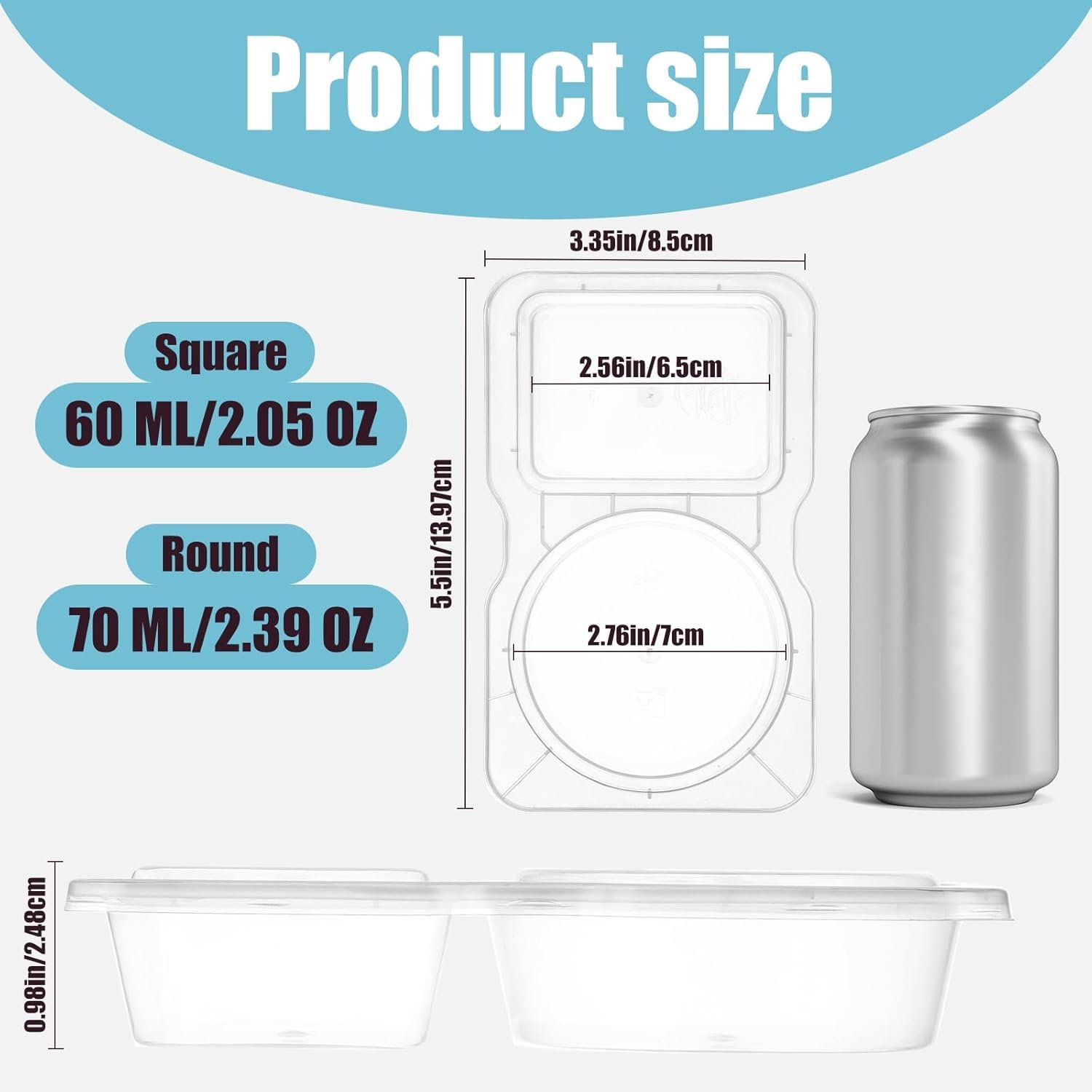 20 Sets Reusable Snack Containers with Lids, BPA-Free Double Compartment Condiment Storage, Leakproof Dipping Cups for Meal Prep, Portion Control, Travel & Outdoor Use (20) - Image 3