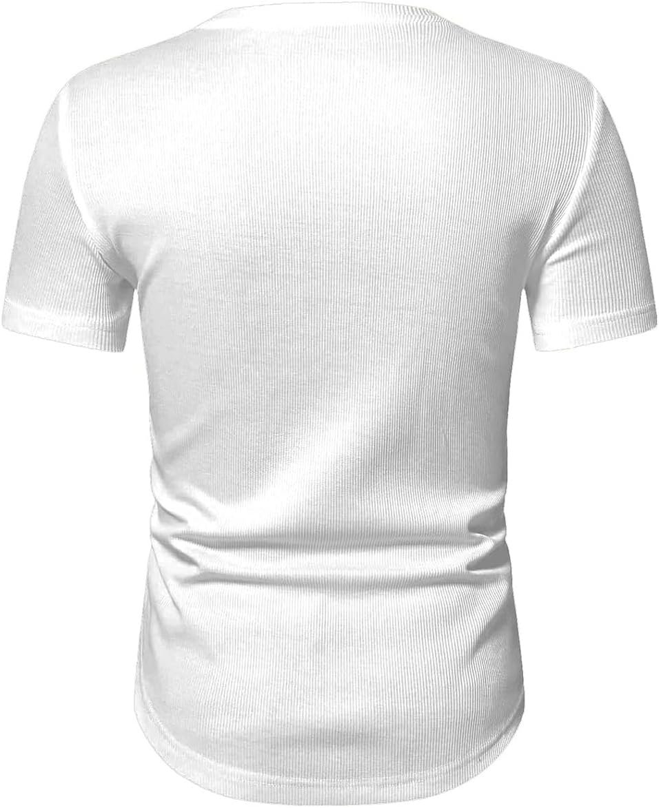 JMIERR Mens Muscle Slim T Shirt V-Neck Longline Henley Shirt Gym Workout Athletic Tee Shirts - Image 10