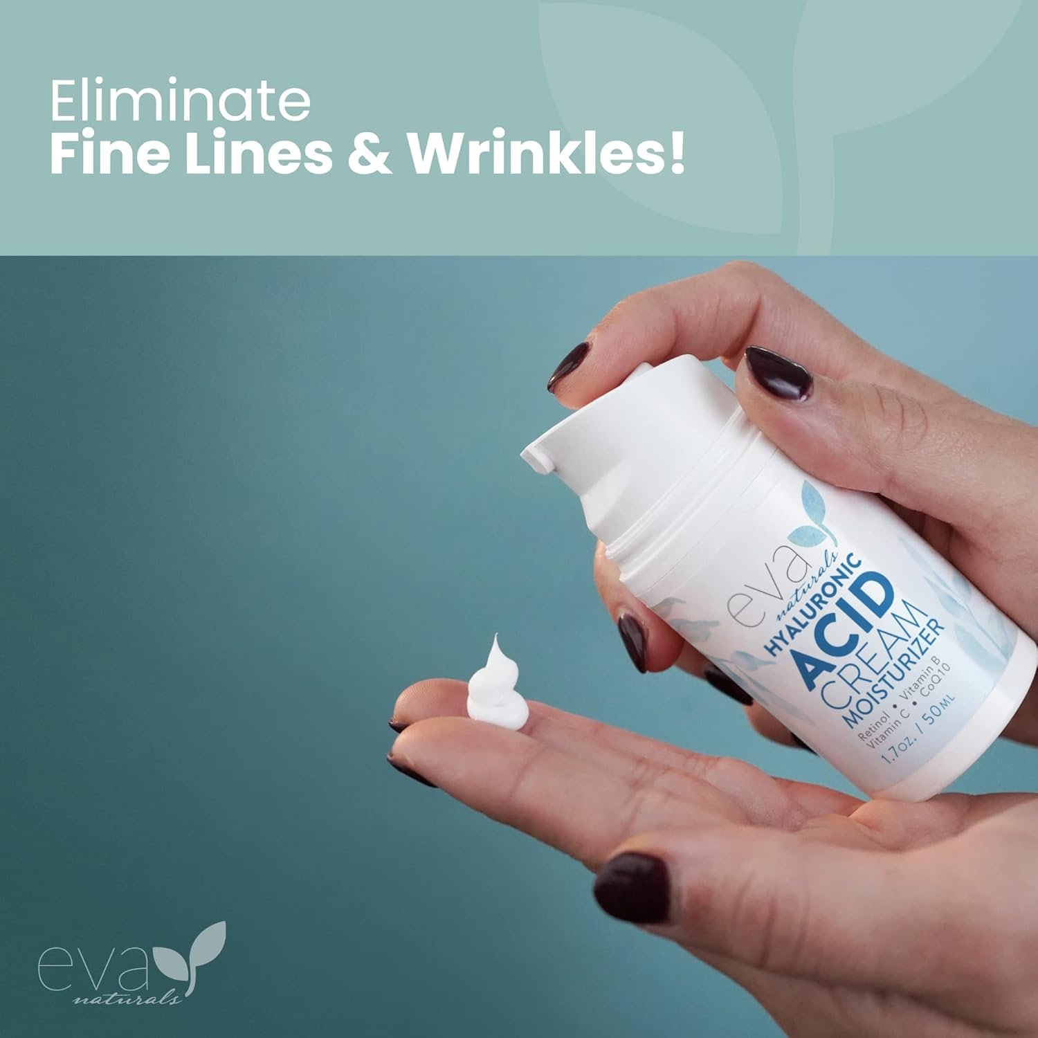 Eva Naturals Hydrating Face Cream with Hyaluronic Acid - Anti-Aging, Wrinkle Face Moisturizer for Women and Men, With Aloe Vera & Retinol For Face - Firming Day & Night Cream (1.7 Fl Oz) - Image 7