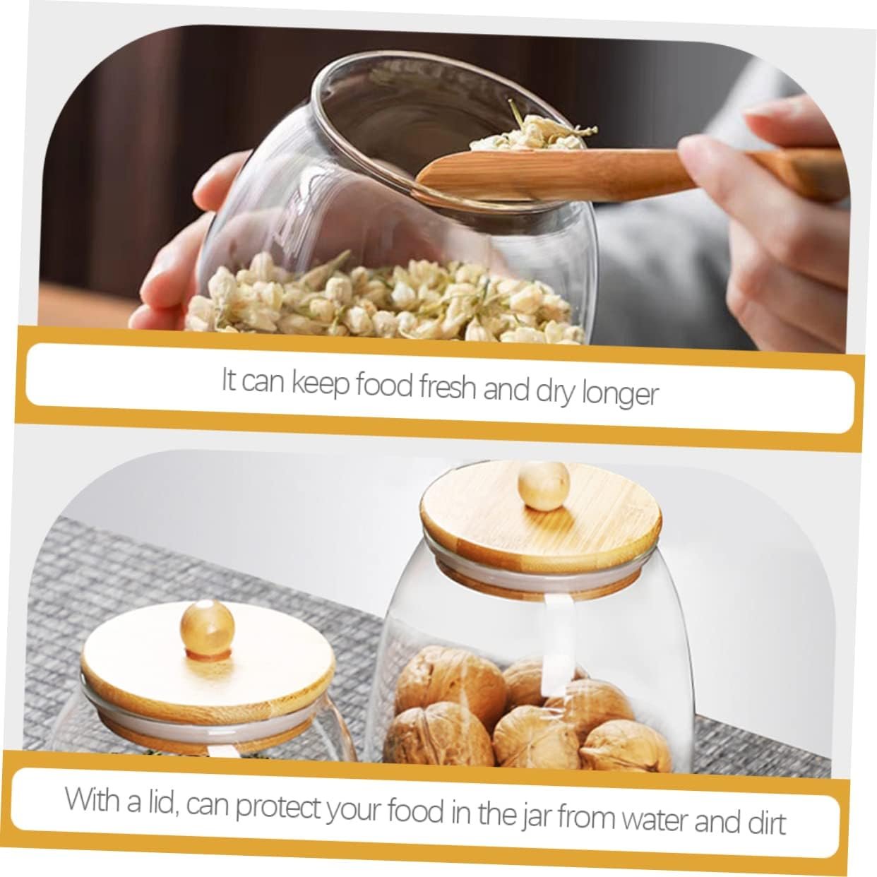 Glass Sealed Jar Mason Jars Food Storage Rice Container Seasoning Flour Oats Flour Sugar Bamboo Cover - Image 6