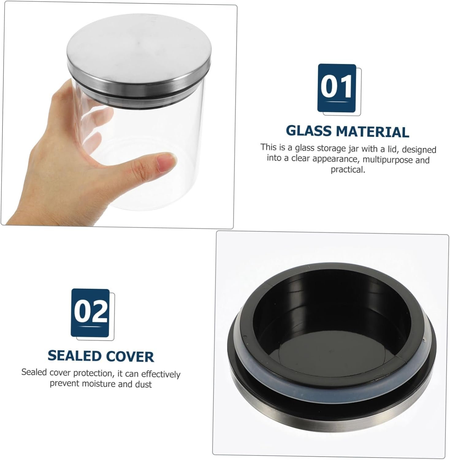 TIDTALEO Airtight Glass Storage Jar Stainless Steel Lid Wide Mouth Food Canister for Grains Snacks and Tea Sealing Container for Kitchen Storage - Image 7