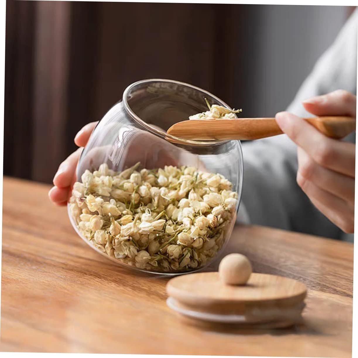 Glass Sealed Jar Mason Jars Food Storage Rice Container Seasoning Flour Oats Flour Sugar Bamboo Cover - Image 8