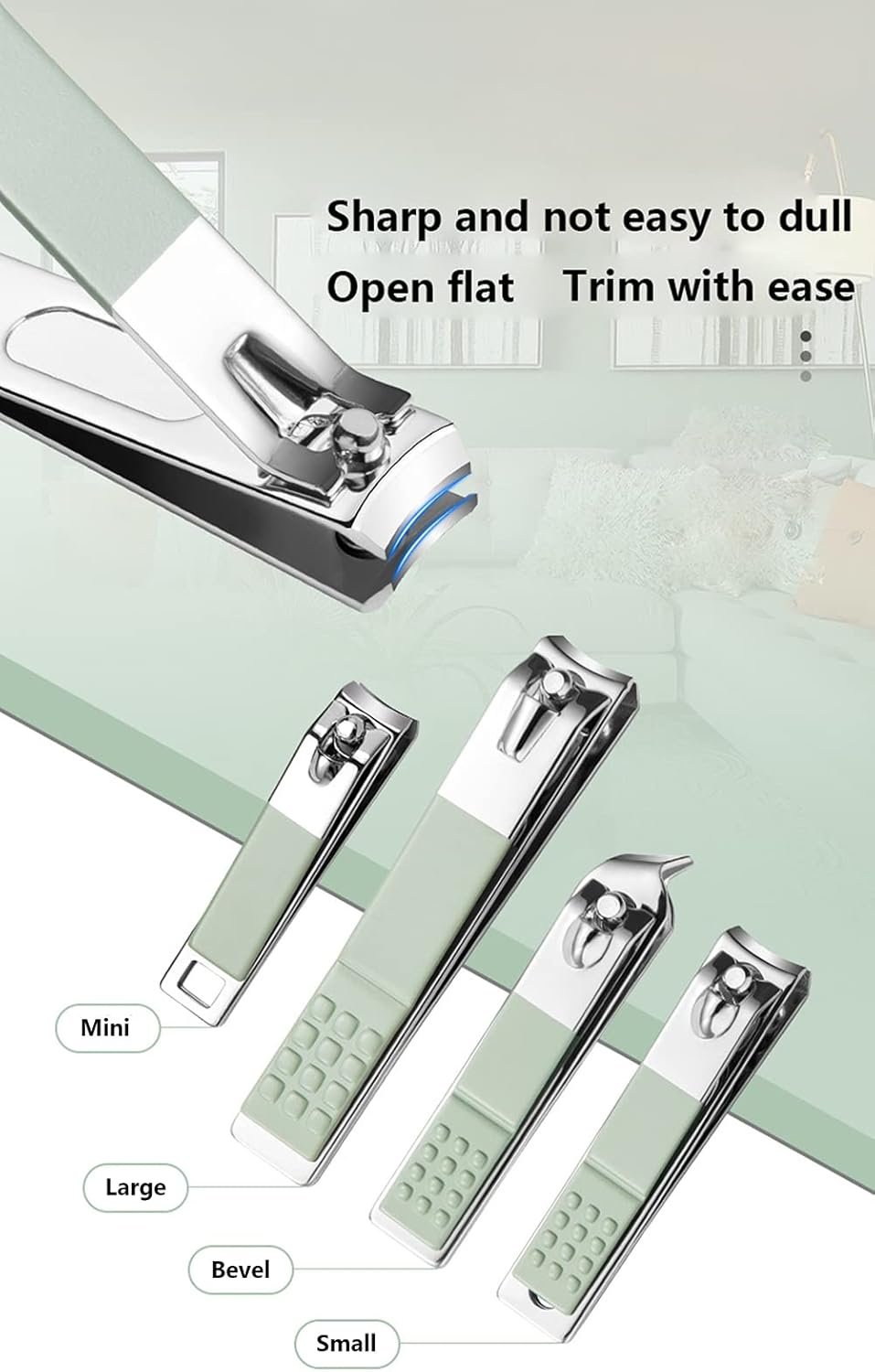 12-Piece Nail Care Kit, Mint Green Leather Travel Case,Manicure Set Personal Care, Nail Clipper Kit,Nail Tools with Luxurious Travel Case, Gifts for Men Women Family Friend - Image 3