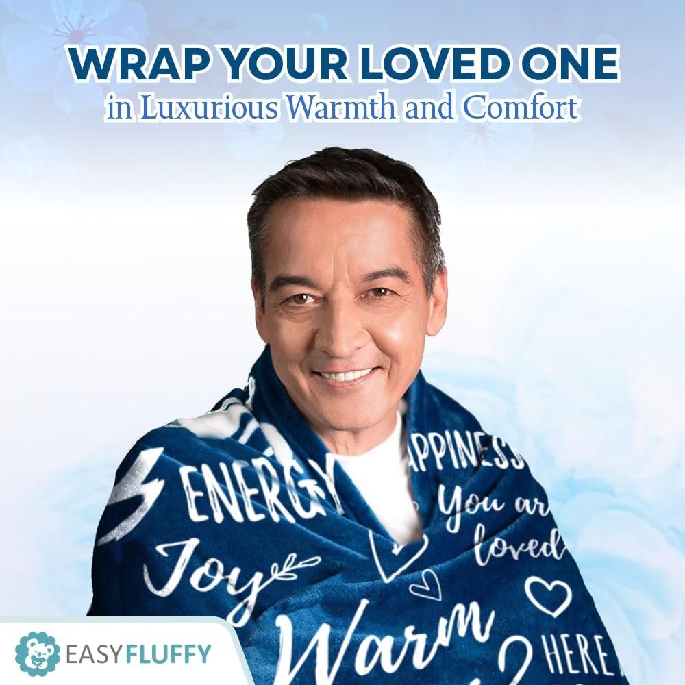 Get Well Blanket for Men & Women - Super Soft Healing Blanket with Inspirational Words - Get Well Soon Gifts for Men After Surgery, Chemo & Anyone During Hard Times - 50"x60", Dark Blue - Image 3