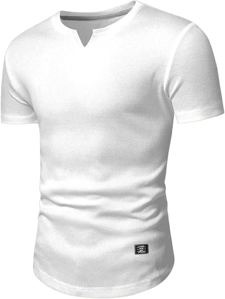 JMIERR Mens Muscle Slim T Shirt V-Neck Longline Henley Shirt Gym Workout Athletic Tee Shirts - Image 9