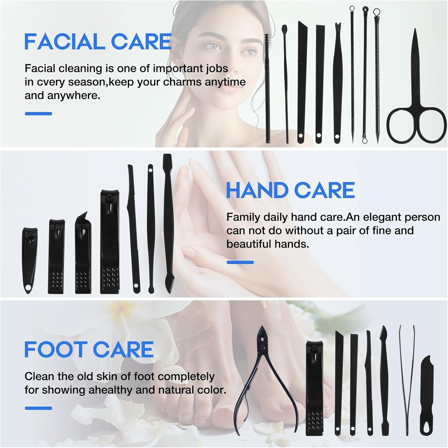 Nail Clippers Set, 21-in-1 Piece Manicure Set & Pedicure Kit, Stainless Steel Fingernail & Toenail Clipper Cutters, Professional Nail Care Tools with Luxurious Travel Case for Men and Women, Black - Image 6