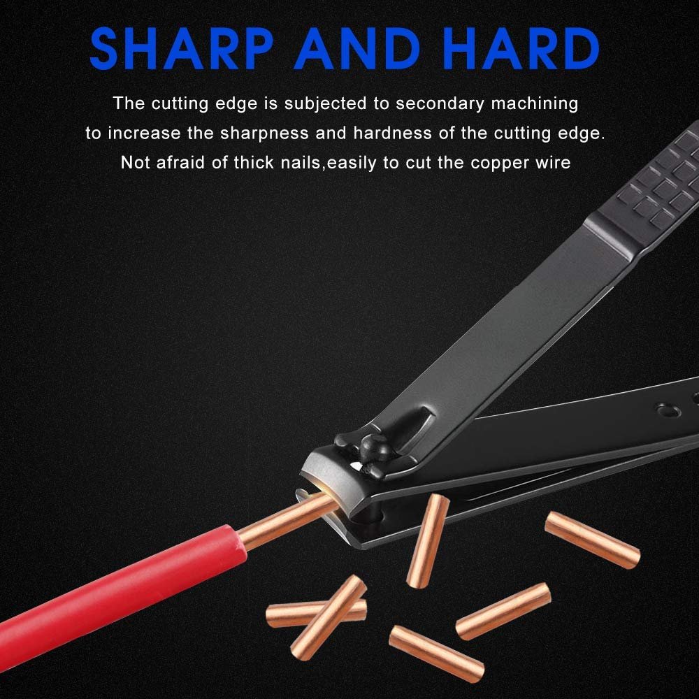 Manicure Kit Nail Clippers Set Stainless Steel Professional Pedicure Black 8 in 1 Grooming Nail Scissors Cutter Ear Pick Tweezers Scissors Eyebrow Nail file ... for Man&Women gift (black/red_8in1) - Image 3