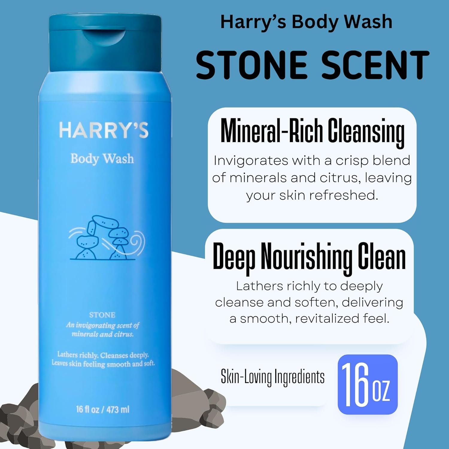 Harry's Men's Body Wash, 18 Fl oz (Pack of 4) | Men's Body Wash and Shower Gel Variety Pack - Stone, Redwood, Fig & Spring Scent | Sulfate-Free for Men - Image 3