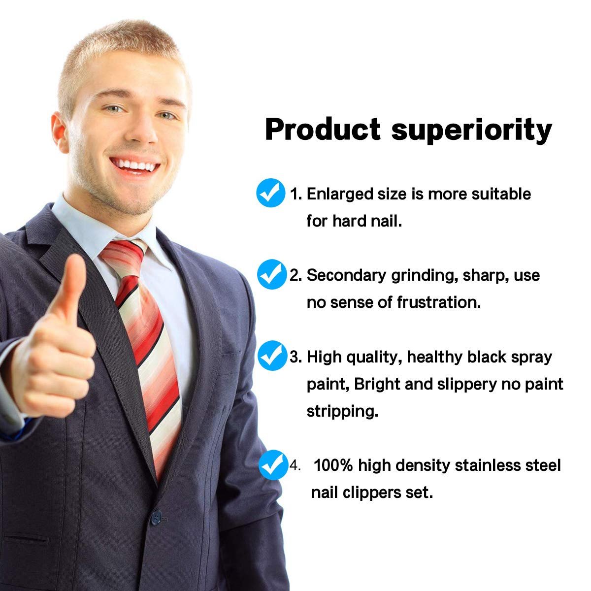 Manicure Kit Nail Clippers Set Stainless Steel Professional Pedicure Black 8 in 1 Grooming Nail Scissors Cutter Ear Pick Tweezers Scissors Eyebrow Nail file ... for Man&Women gift (black/red_8in1) - Image 7