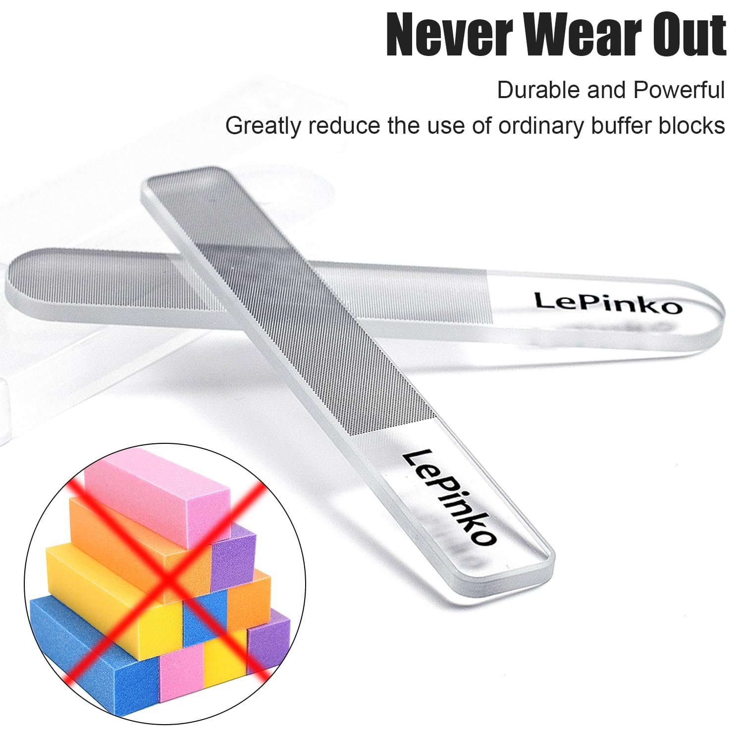 Nano Glass Nail Shiner Kit, Multi-Purpose Nail Buffer for Shaping Buffing and Polishing Natural Nails, Fine Crystal Nail Files Set, Professional Manicure Tools for Home and Salon Use, 2 Pack - Image 6