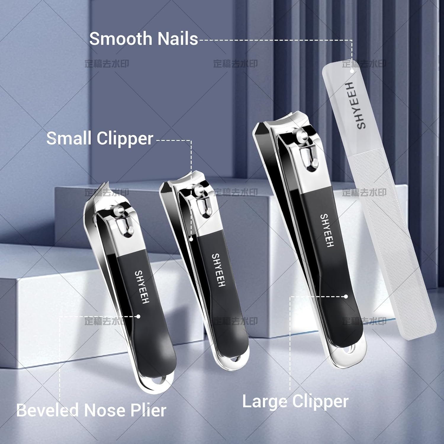 Manicure Set, Nail Clippers Set, High-Carbon Steel Nail Care Kit, 4in1 Portable Manicure and Pedicure Kit, Travel Mini Nail Kit with Leather Bag, Nail Grooming Kit for Men Women(Black) - Image 3