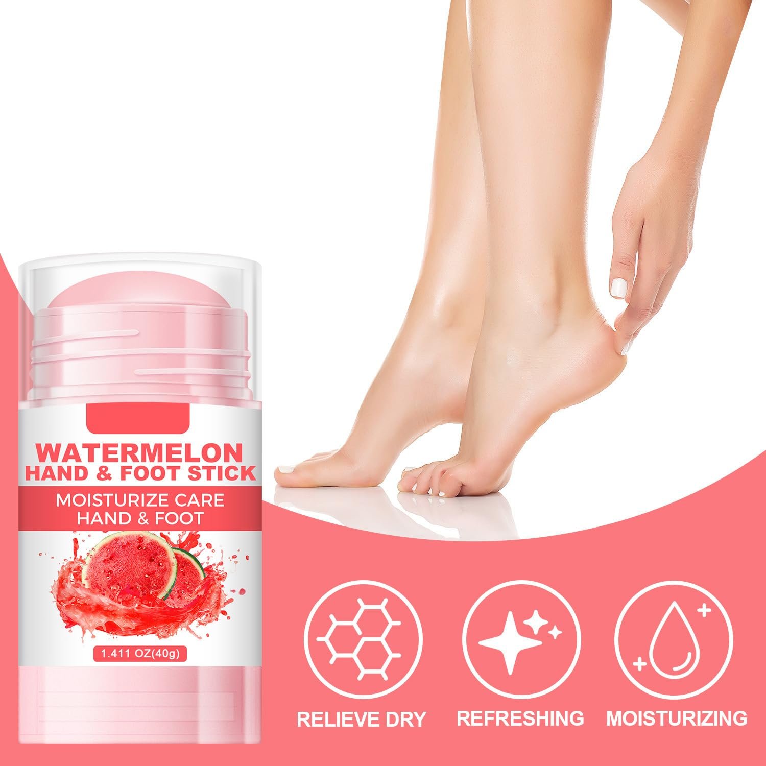 60% Urea Cream Foot Hand Cream Stick for Cracked Hands Elbows Feet Knees, Balm for Dry & Dead Skin, Hydrates & Nourish Foot Care for Women & Men, Watermelon Scent, 1.41 oz - Image 6