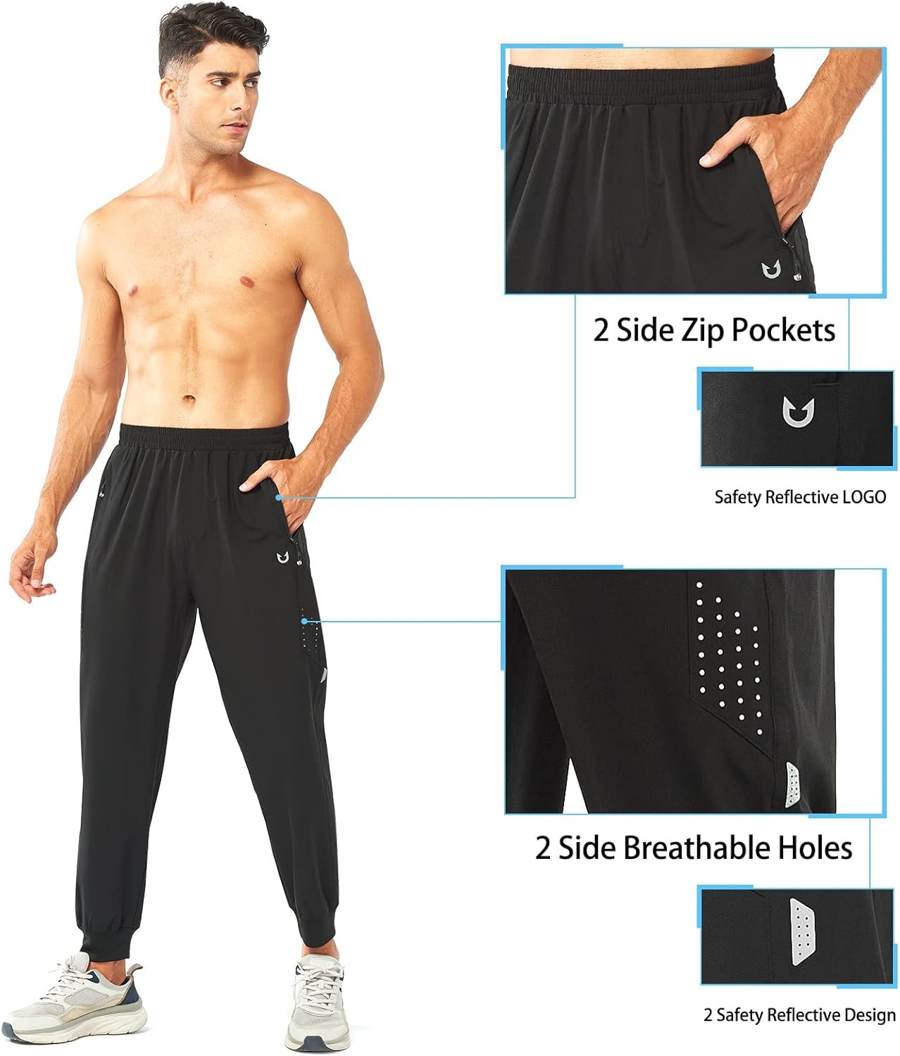NORTHYARD Men's Athletic Running Pants Lightweight Workout Joggers Quick Dry Gym Sweatpants Active Sports Track Training - Image 4