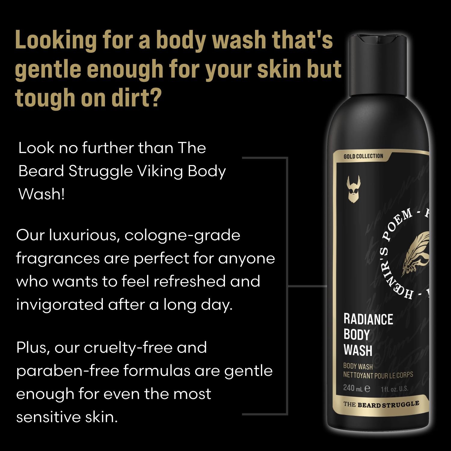 The Beard Struggle Men's Body Wash Surtr's Fury - Platinum Collection - Skin Cleaning Agent - Natural Body Wash - Shower Gel Liquid Soap - 240 mL / 8 US. fl. oz. - Image 4