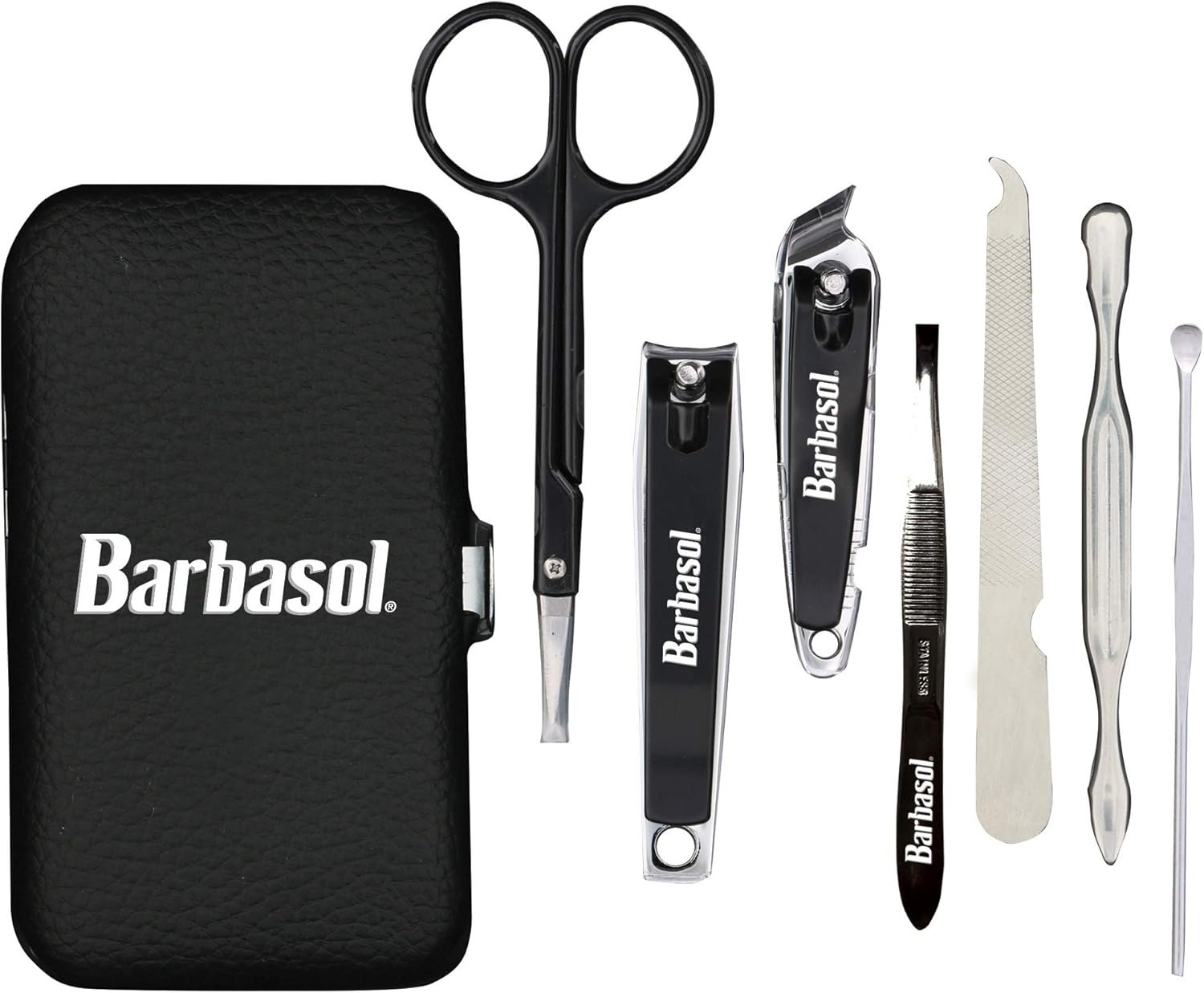 Barbasol 8 Piece Travel Manicure Set with Scissors, Nail Clippers, Nail File, Tweezers, Cuticle Pushers and Travel Case - Image 3