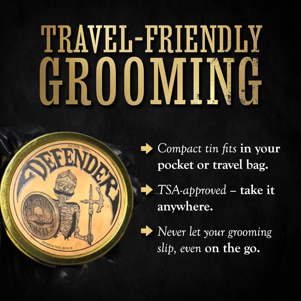 Mustache Balm for Men – Light to Medium Hold Beard & Moustache Wax – Natural Styling & Conditioning Grooming Kit – Soften & Shape Facial Hair 2oz – Death Grip - Image 3