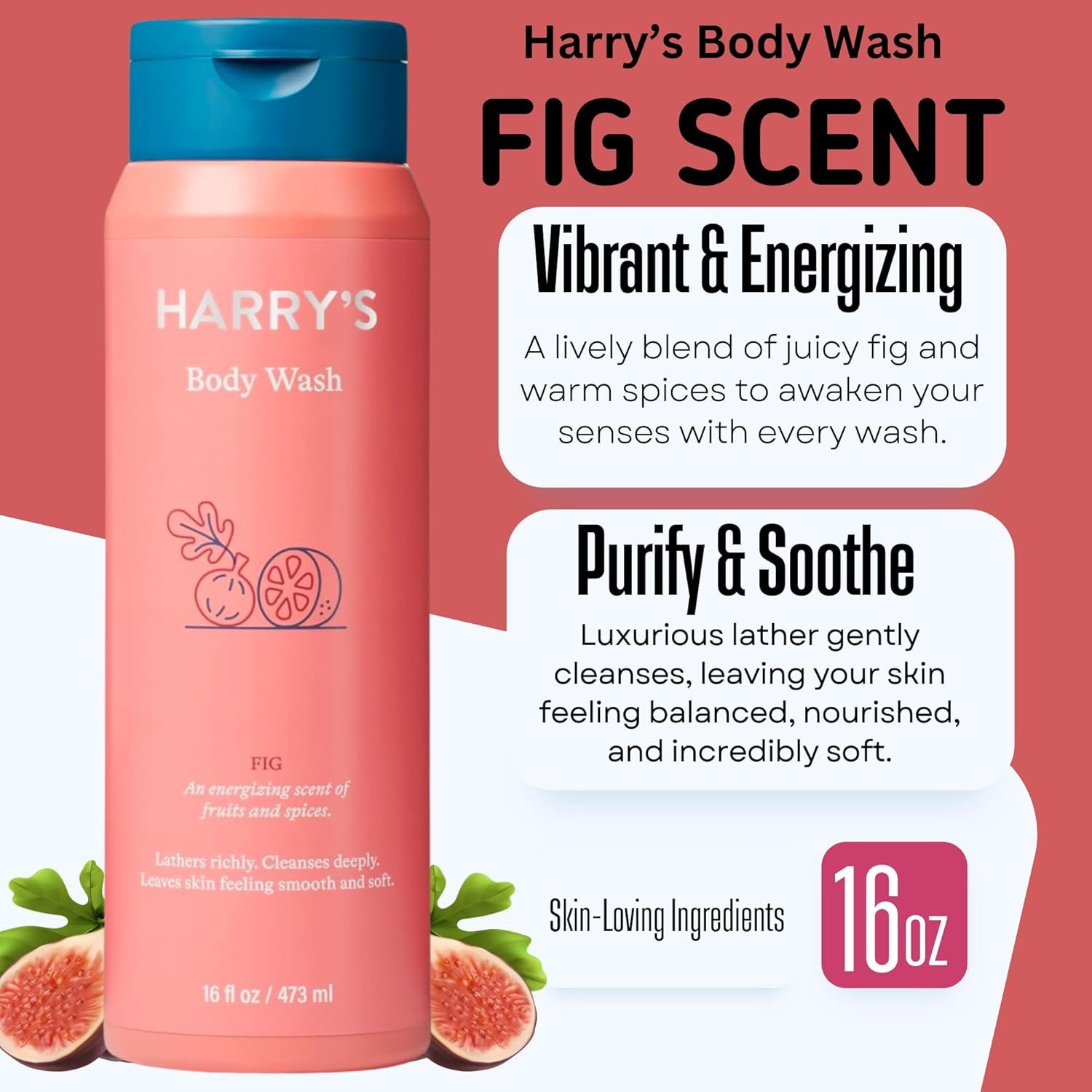 Harry's Men's Body Wash, 18 Fl oz (Pack of 4) | Men's Body Wash and Shower Gel Variety Pack - Stone, Redwood, Fig & Spring Scent | Sulfate-Free for Men - Image 5