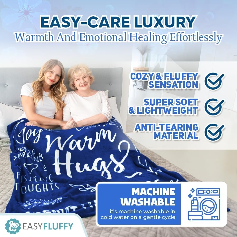 Get Well Blanket for Men & Women - Super Soft Healing Blanket with Inspirational Words - Get Well Soon Gifts for Men After Surgery, Chemo & Anyone During Hard Times - 50"x60", Dark Blue - Image 6