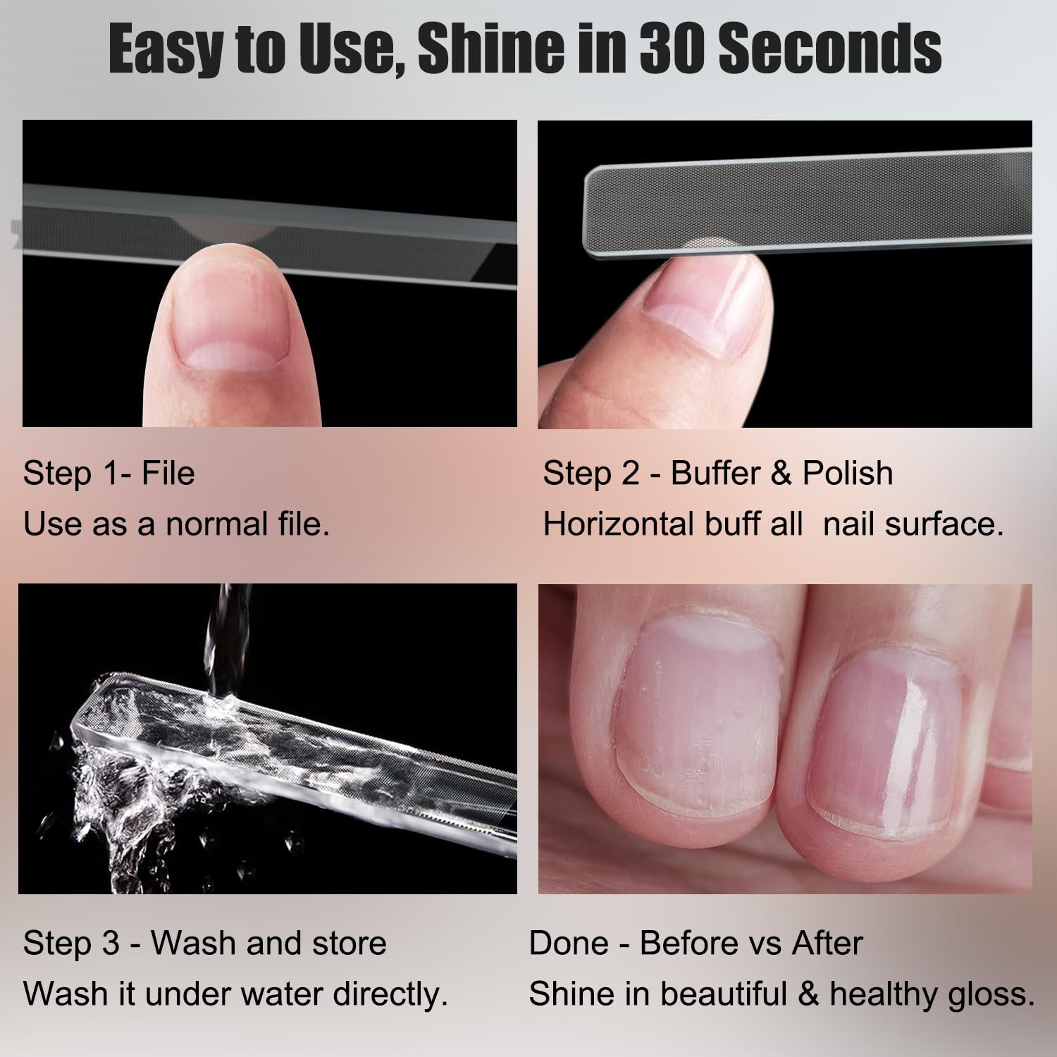 Nano Glass Nail Shiner Kit, Multi-Purpose Nail Buffer for Shaping Buffing and Polishing Natural Nails, Fine Crystal Nail Files Set, Professional Manicure Tools for Home and Salon Use, 2 Pack - Image 5