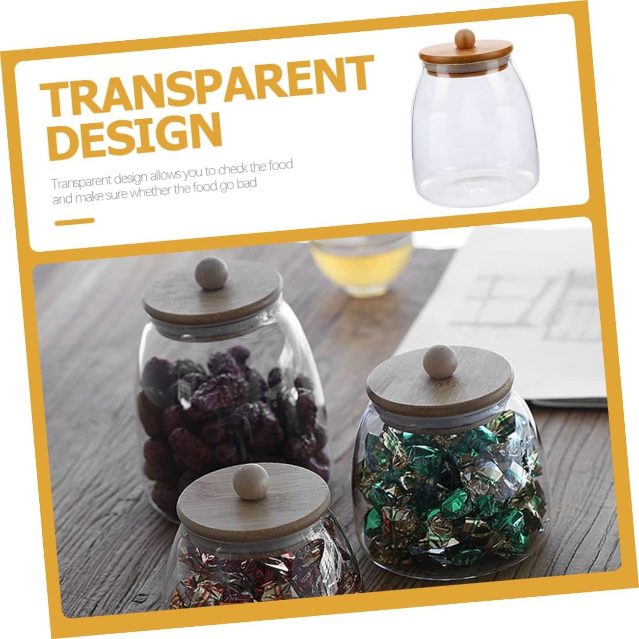 Glass Sealed Jar Mason Jars Food Storage Rice Container Seasoning Flour Oats Flour Sugar Bamboo Cover - Image 9