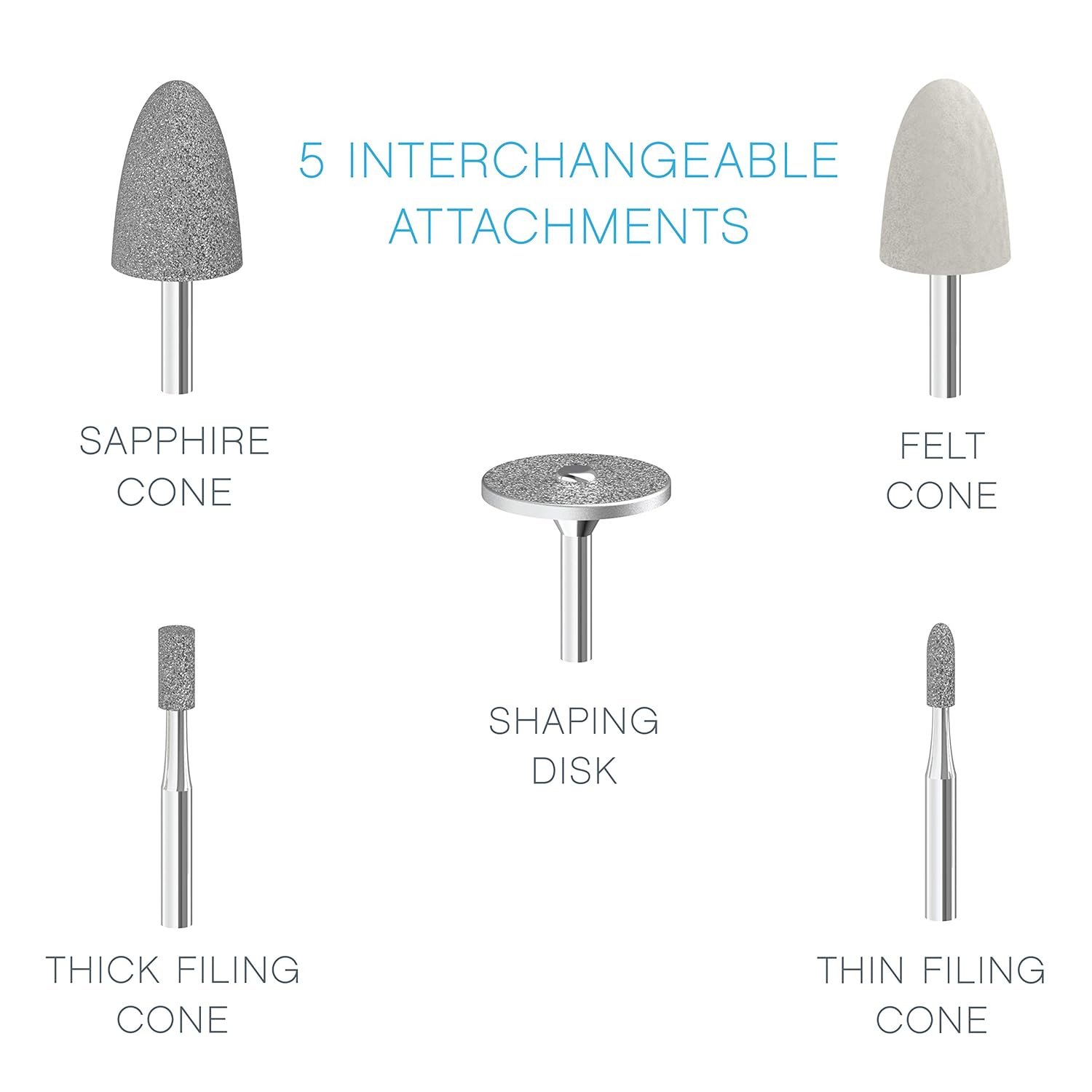 Pure Enrichment PureNails Express Cordless Manicure and Pedicure System - Portable, Battery-Powered Nail File with 5 Interchangeable Attachments, 2 Speeds and Storage Bag - Ideal for Travel & Home - Image 4