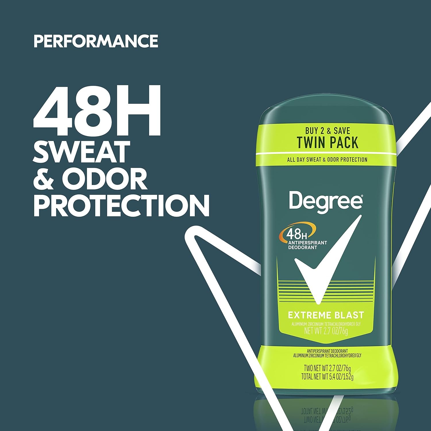Degree Men Original Protection Antiperspirant Deodorant Extreme Blast Twin Pack 48-Hour Sweat and Odor Protection Antiperspirant For Men 2.7 oz - Image 5