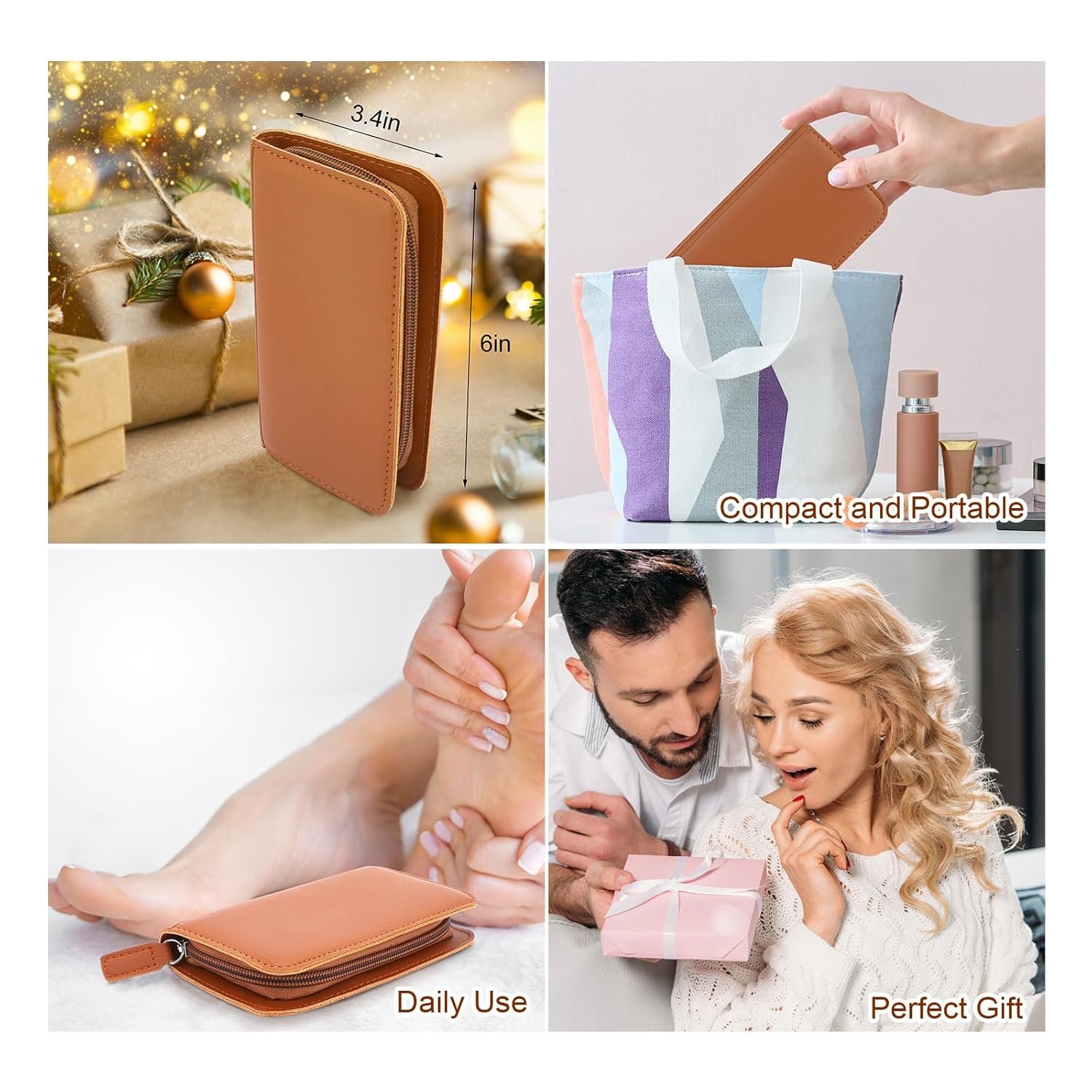 Manicure Set-Stainless Steel Nail Care Kit-12 in 1 Professional Ingrown Toenail Clipper Grooming Tool-Pedicure Kit & Toe Nail Cutter-Men Gifts for Grandpa Dad Husband on Fathers Day(Brown) - Image 8