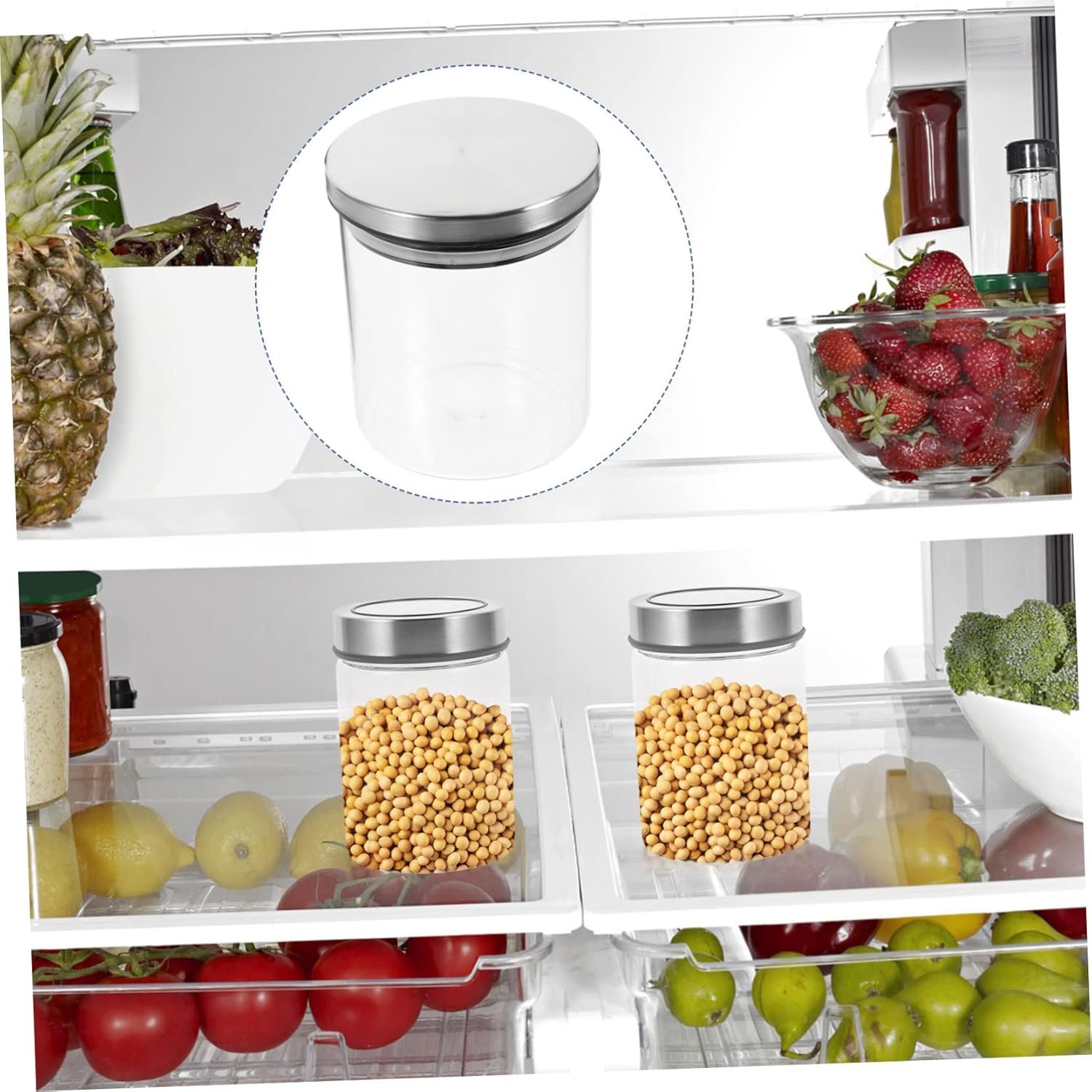 TIDTALEO Airtight Glass Storage Jar Stainless Steel Lid Wide Mouth Food Canister for Grains Snacks and Tea Sealing Container for Kitchen Storage - Image 4