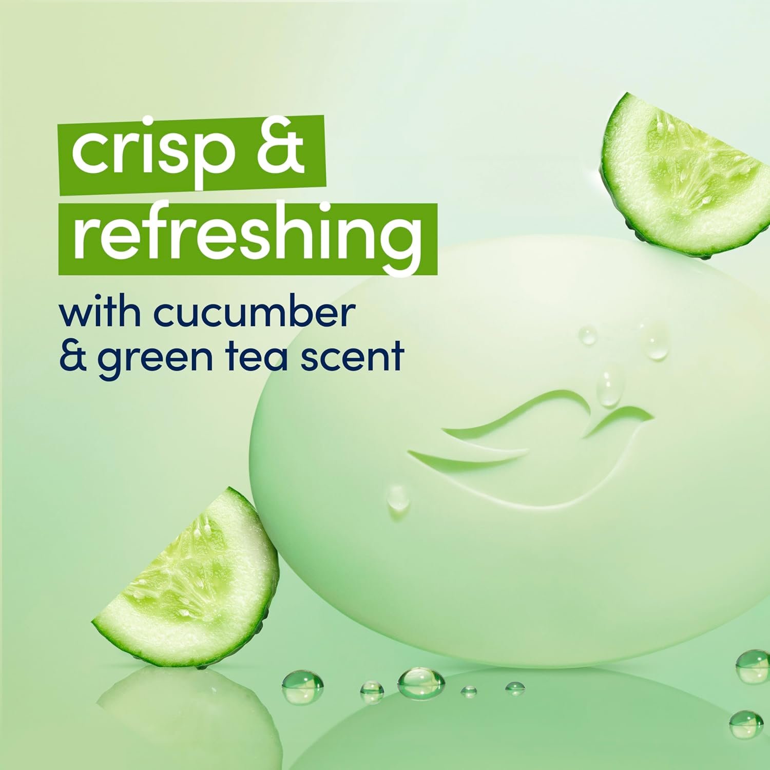 Dove Beauty Bar Soap Cool Moisture Cucumber & Green Tea Scent 6 Count for Refreshed Skin, Leaves Skin Refreshed 3.75 oz - Image 7