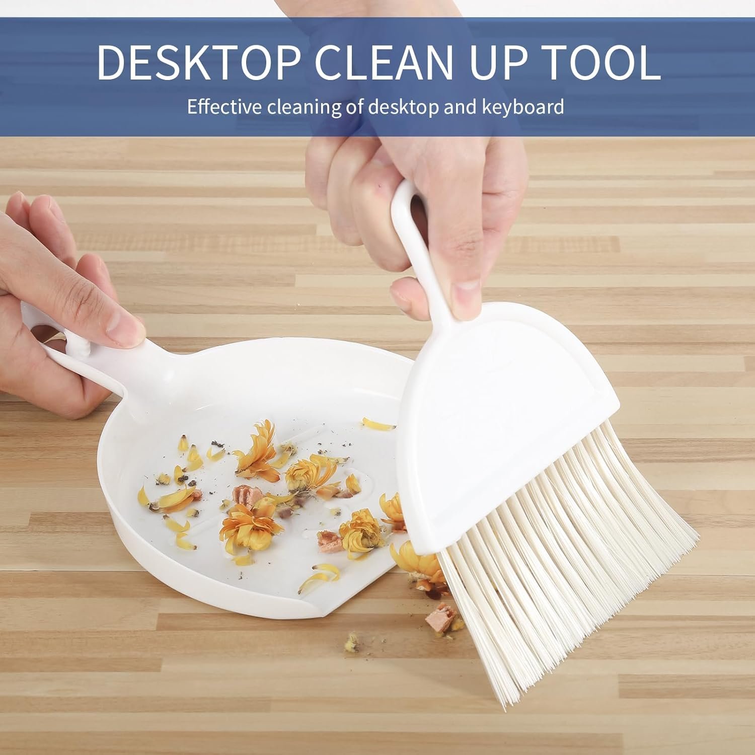 Broom with Dustpan Combo Set, 2 in 1 Broom and Dustpan Set with Long Handle, Upright 180° Rotating Broom with Brush and Lightwight Dust Pans for Home Kitchen Room Office Lobby Floor Cleaning,White - Image 8