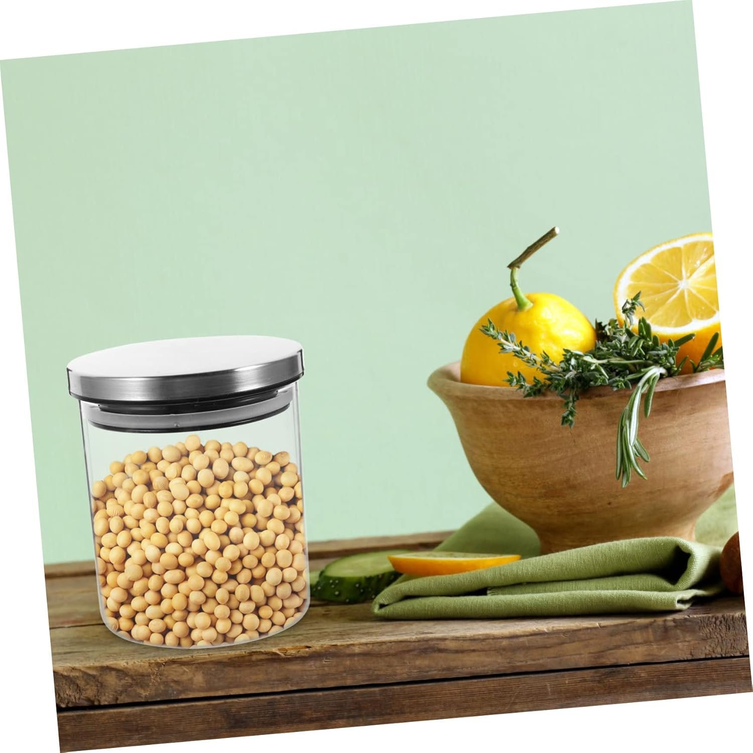 TIDTALEO Airtight Glass Storage Jar Stainless Steel Lid Wide Mouth Food Canister for Grains Snacks and Tea Sealing Container for Kitchen Storage - Image 8