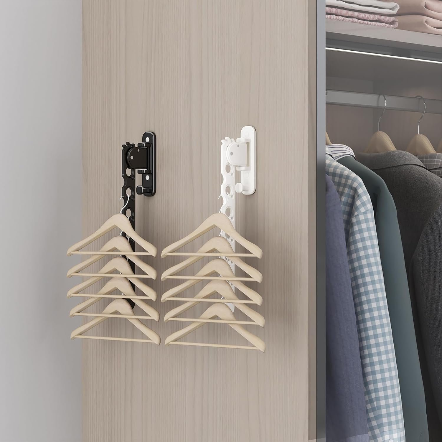 Danpoo Clothes Drying Rack Foldable Wall Mounted Laundry Drying Rack Clothing Coat Hanger Clothes Dryer White - Image 5