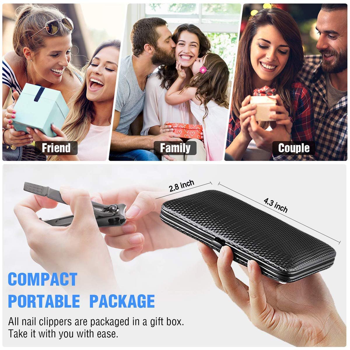 Manicure Kit Nail Clippers Set Stainless Steel Professional Pedicure Black 8 in 1 Grooming Nail Scissors Cutter Ear Pick Tweezers Scissors Eyebrow Nail file ... for Man&Women gift (black/red_8in1) - Image 8