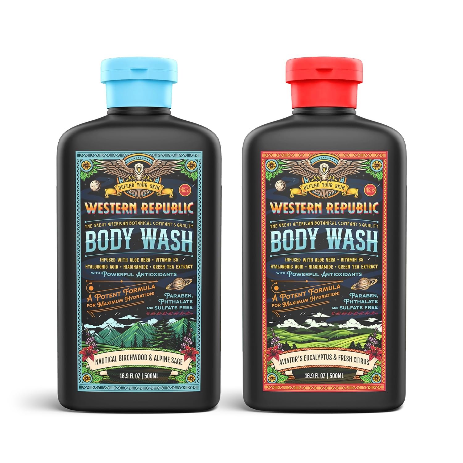 Men's Body Wash | Nautical Birchwood & Alpine Sage Scent and | Hydrating & Anti-Aging Formula with Aloe, Niacinamide & Hyaluronic Acid (2 Pack) | Made in USA - Image 2