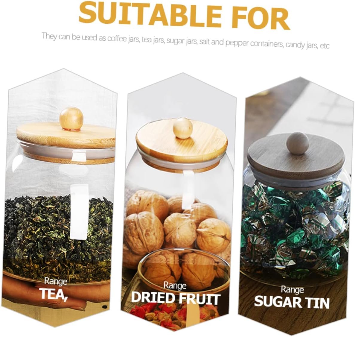 Glass Sealed Jar Mason Jars Food Storage Rice Container Seasoning Flour Oats Flour Sugar Bamboo Cover - Image 4