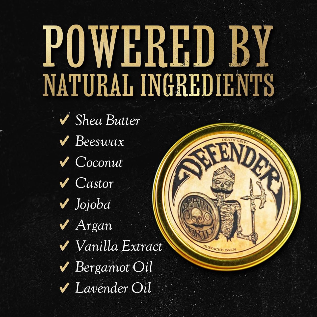 Mustache Balm for Men – Light to Medium Hold Beard & Moustache Wax – Natural Styling & Conditioning Grooming Kit – Soften & Shape Facial Hair 2oz – Death Grip - Image 6