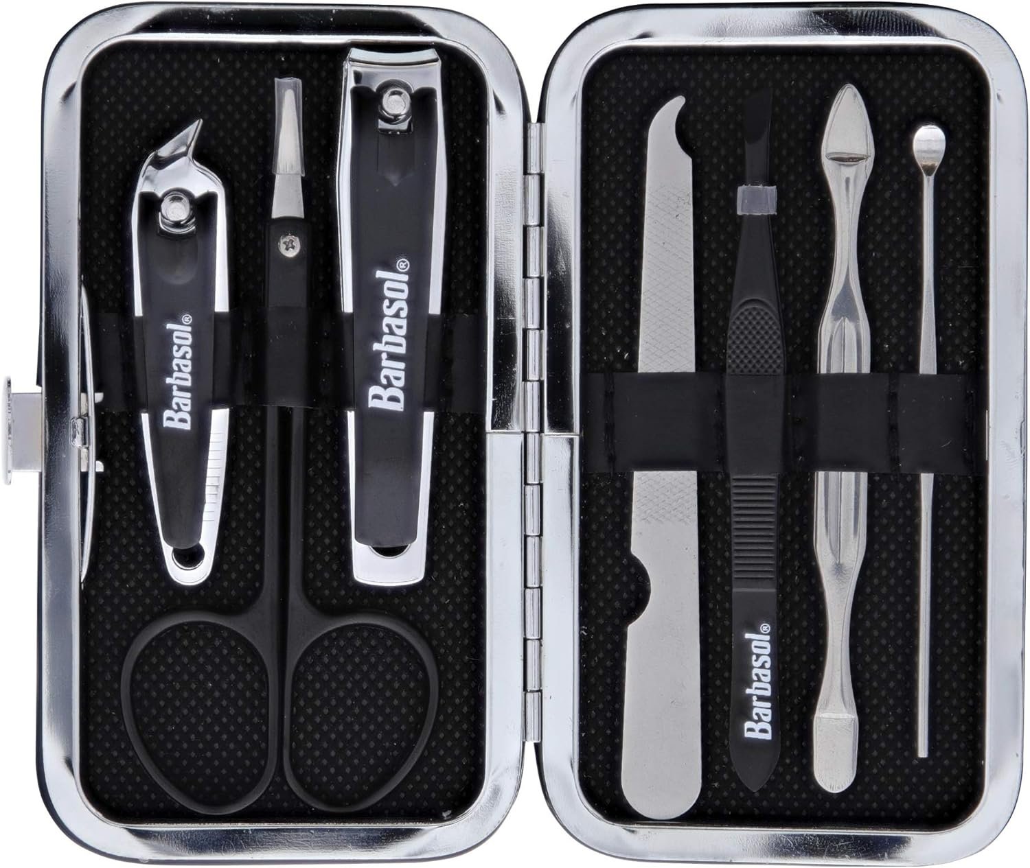 Barbasol 8 Piece Travel Manicure Set with Scissors, Nail Clippers, Nail File, Tweezers, Cuticle Pushers and Travel Case - Image 4