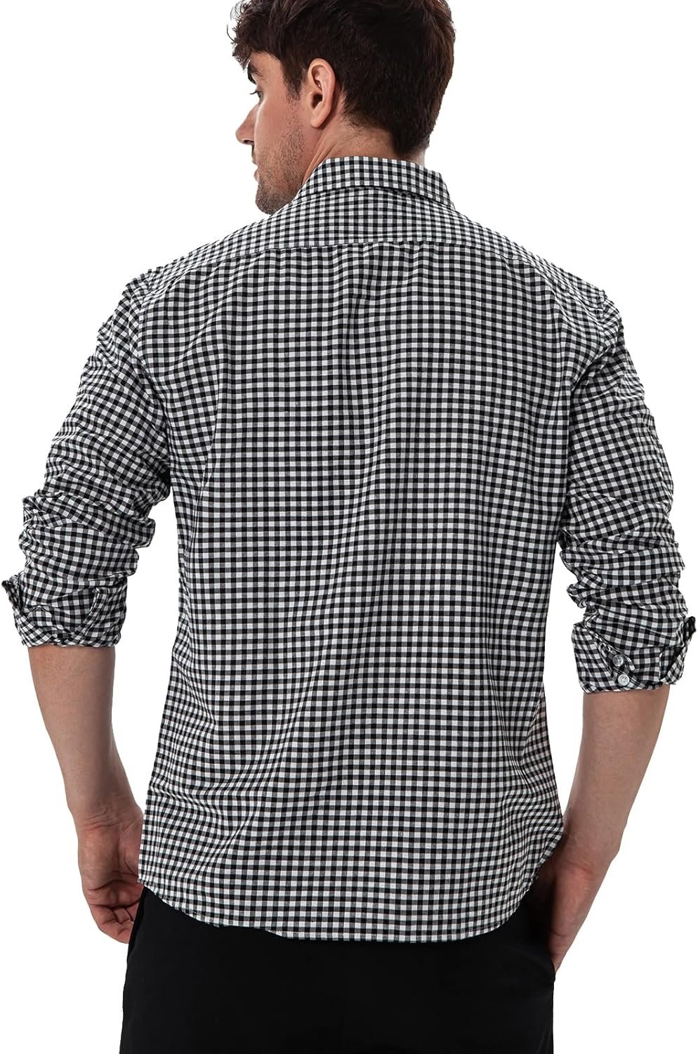 Manwan walk Men's Plaid Button Down Shirts Regular Fit Long Sleeve Casual Business Shirts - Image 4