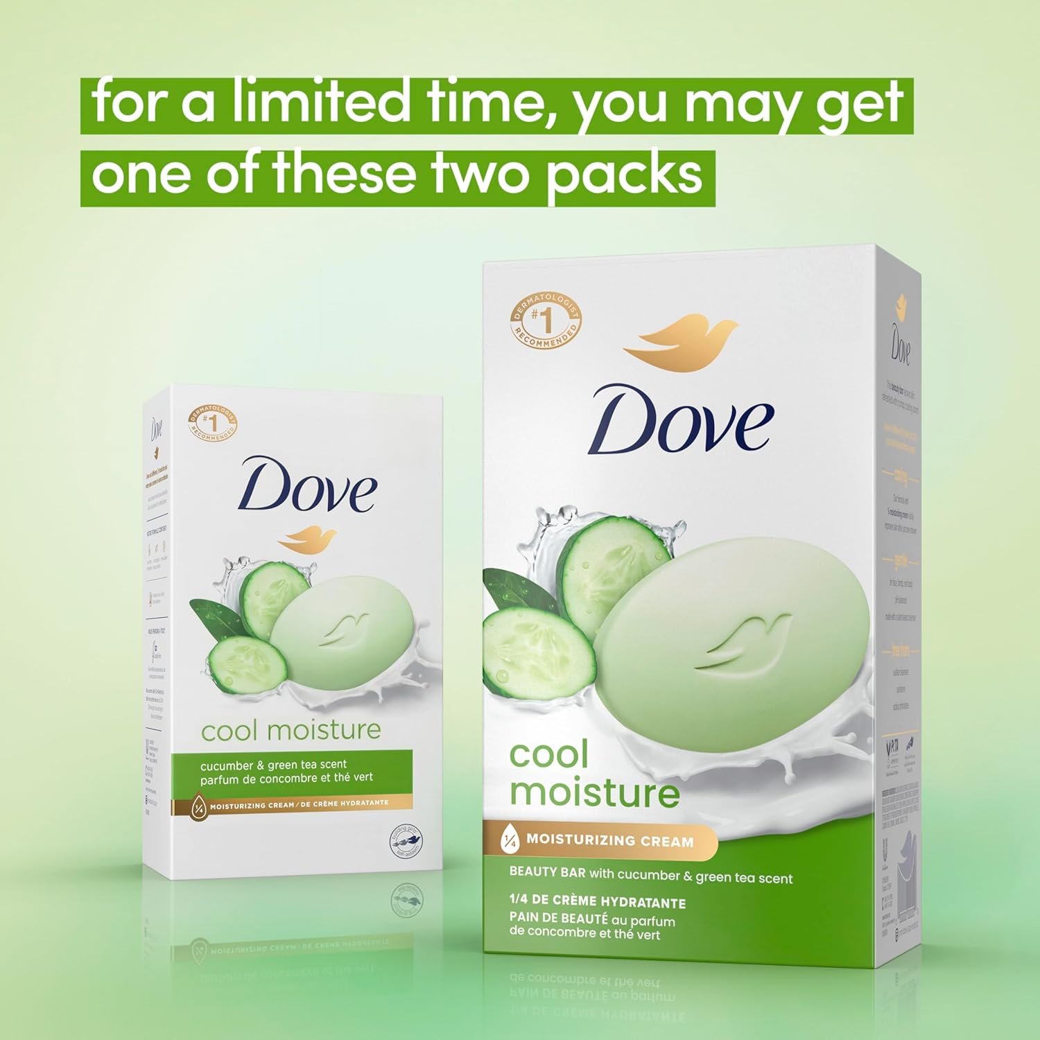 Dove Beauty Bar Soap Cool Moisture Cucumber & Green Tea Scent 6 Count for Refreshed Skin, Leaves Skin Refreshed 3.75 oz - Image 4