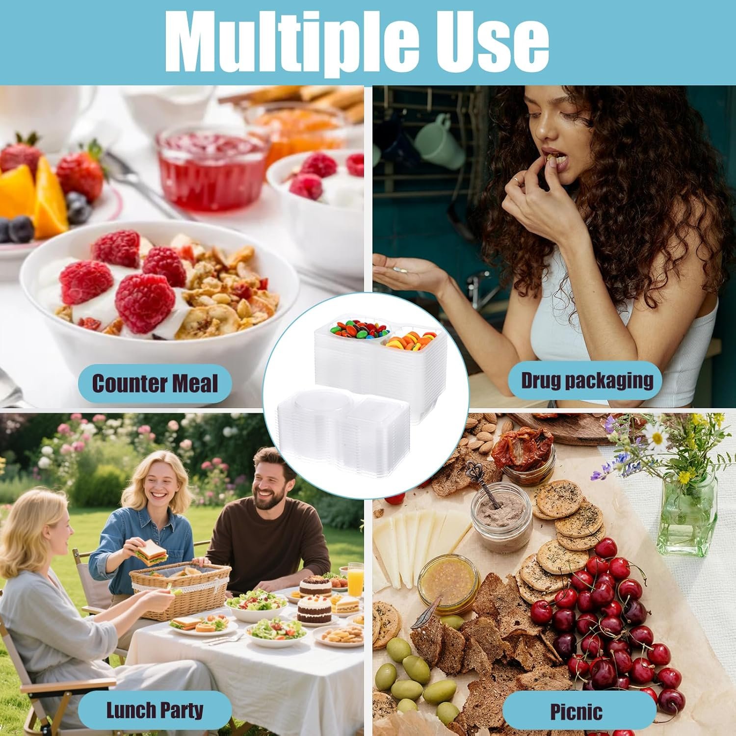 20 Sets Reusable Snack Containers with Lids, BPA-Free Double Compartment Condiment Storage, Leakproof Dipping Cups for Meal Prep, Portion Control, Travel & Outdoor Use (20) - Image 7