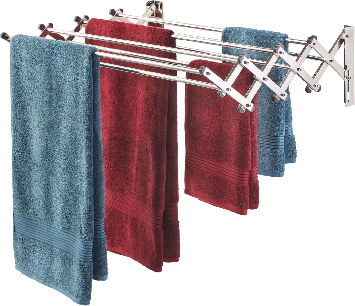 Smartsome | Wall Mounted | Clothes Drying Rack | 34" Wide | 22.5 Linear Feet Capacity | 8 Smooth Round Stainless Steel Rods | 60 lb Capacity | Fully Assembled | Compact Sturdy Space-Saving Design - Image 2