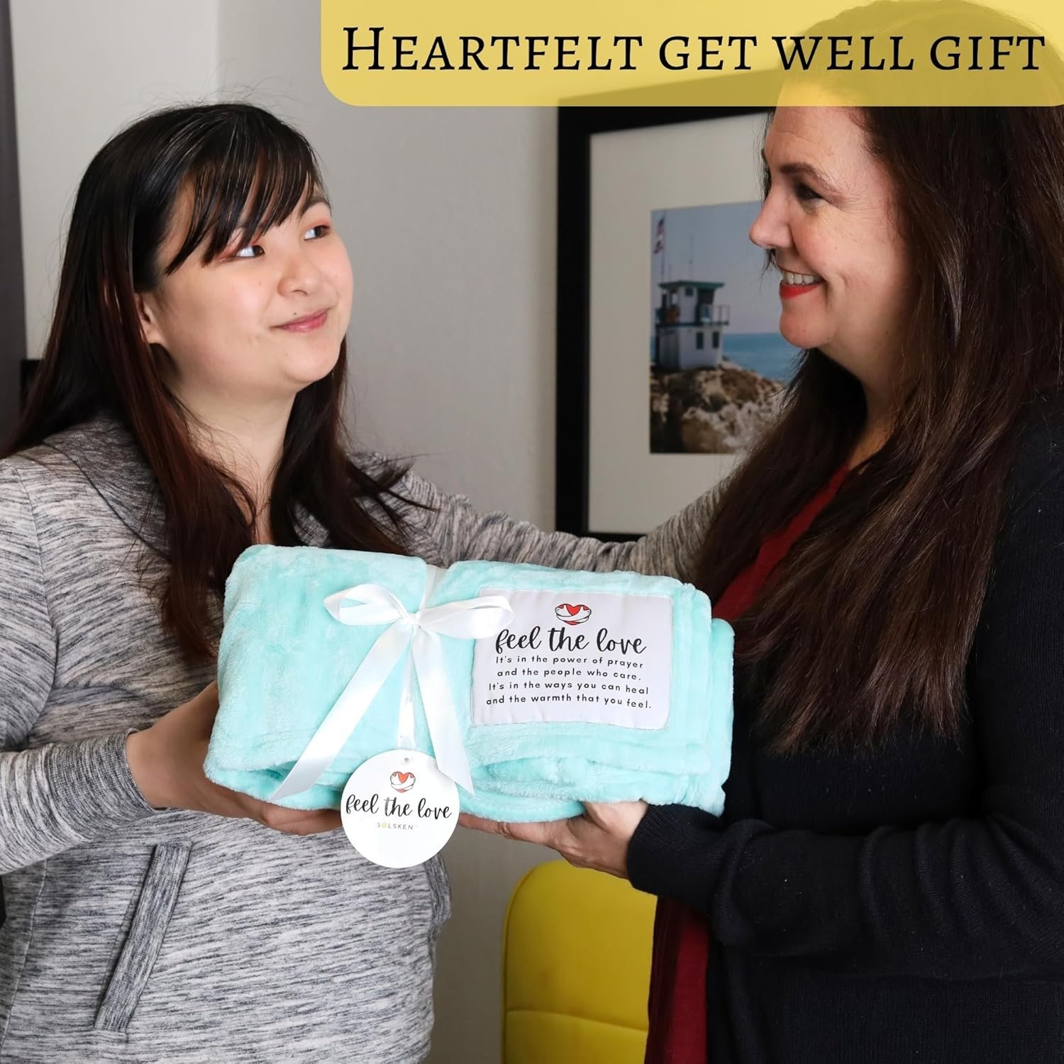 Get Well Blanket - Healing Blanket - Inspirational Blankets for Women/Men - Get Well Soon Gifts - Warm Hugs - Soft Fleece Throw Blanket - Strength - Healing Thoughts (Turquoise Fleece 50x65) - Image 3