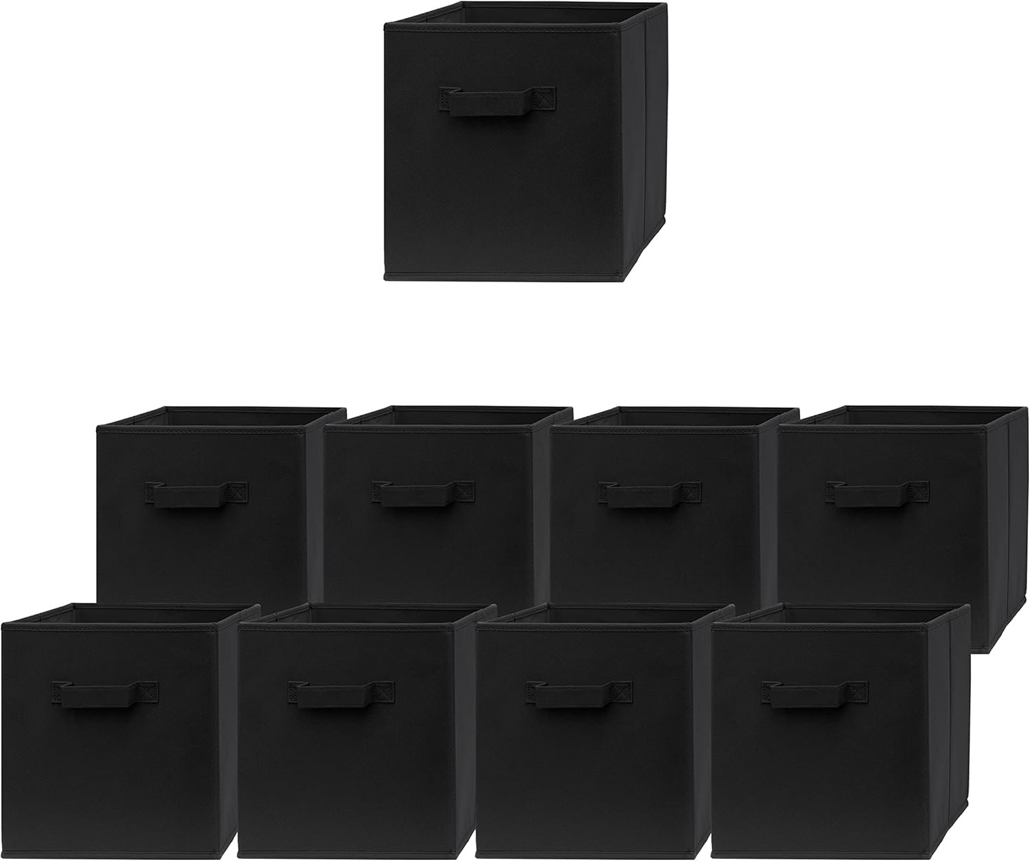 Pomatree Storage Cubes - 11 inch Cube Storage Bins (9 Pack) | Foldable Cubby Organizer Bin for Closet, Clothes and Toys | 2 Reinforced Handles | Fabric Basket Bin (Black) - Image 2
