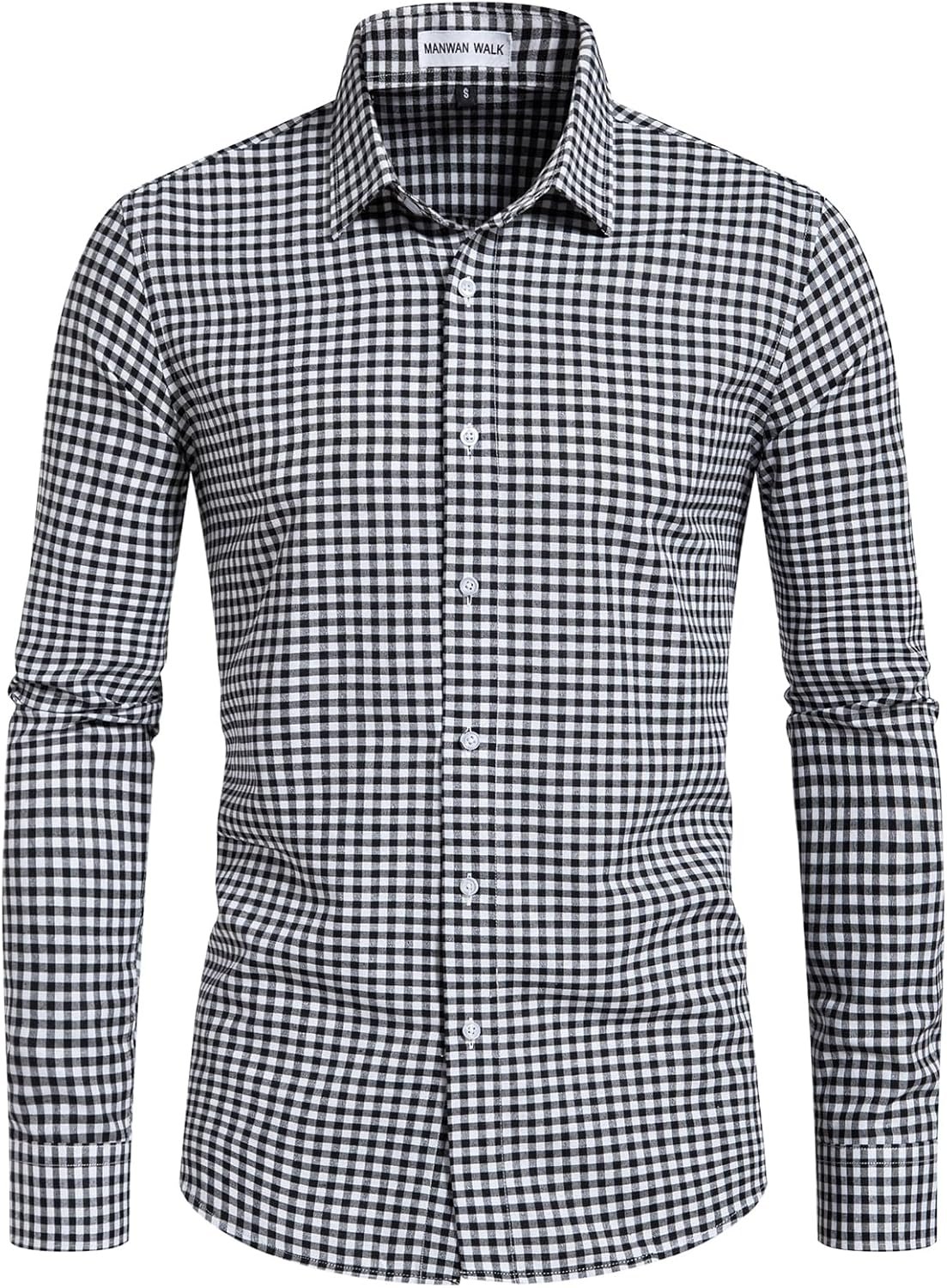 Manwan walk Men's Plaid Button Down Shirts Regular Fit Long Sleeve Casual Business Shirts - Image 5