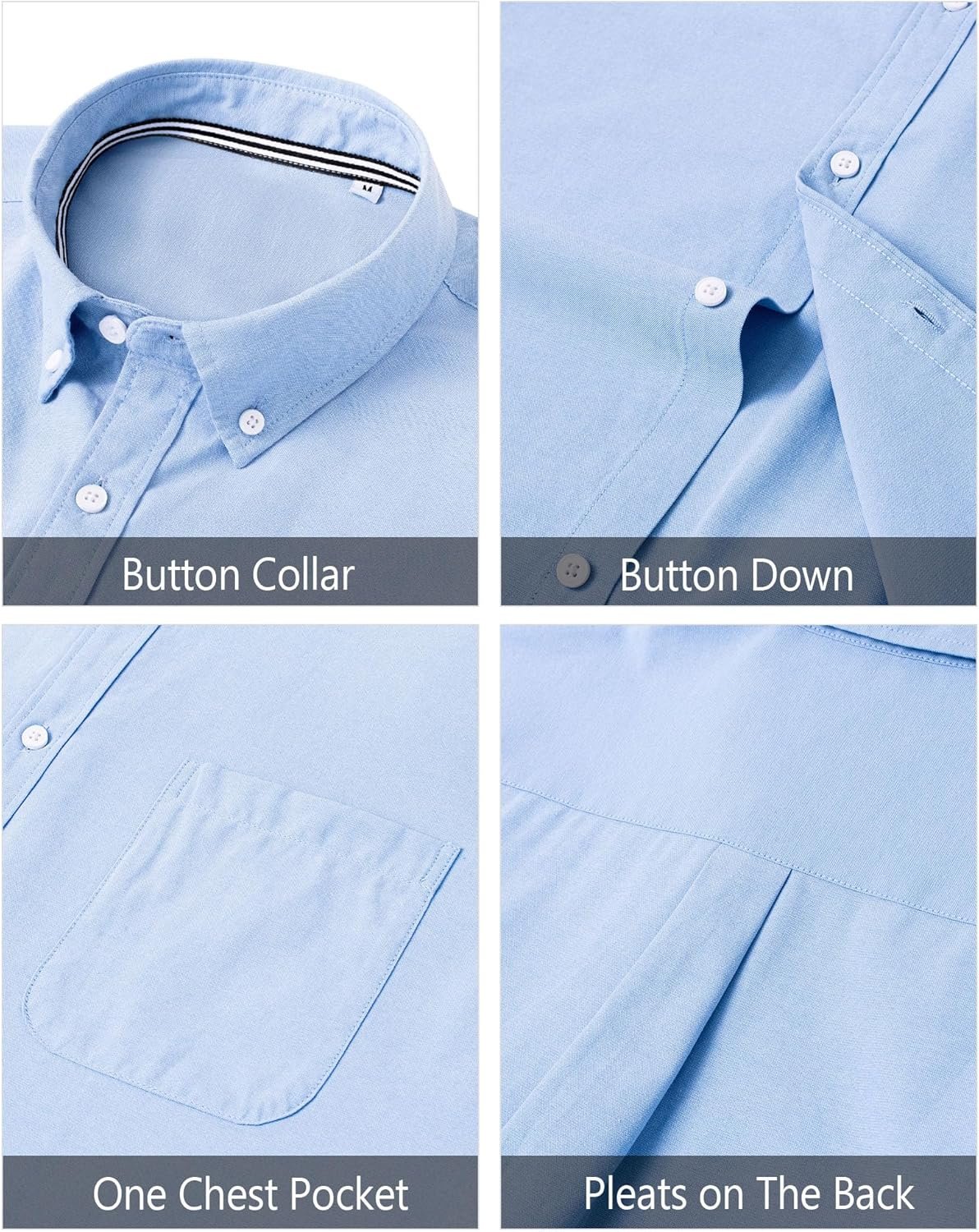 J.VER Men's Oxford Shirt Solid Casual Button Down Collar Shirts Long Sleeve Dress Shirts with Pocket - Image 5